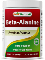 Best Naturals Beta-Alanine Pure Powder bottle for pre-workout support