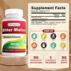 Bottles of Best Naturals Bitter Melon 500 mg 90 Vcaps Pack of 3