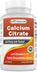 Best Naturals Calcium Citrate with Vitamin D3 bottle front view