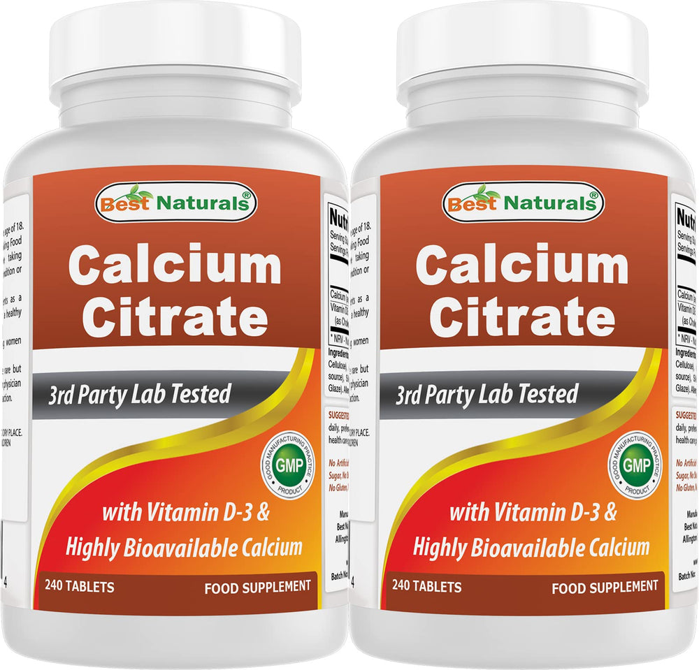 Front view of Best Naturals Calcium Citrate with Vitamin D-3 Pack of 2 bottle