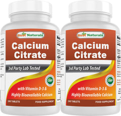 Best Naturals Calcium Citrate with Vitamin D-3 bottle label