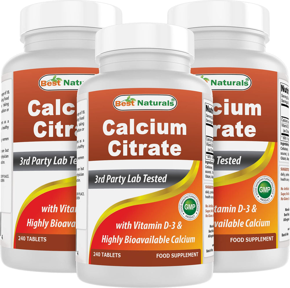 Best Naturals Calcium Citrate with Vitamin D-3 bottle - 240 tablets, 3-pack