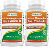 Best Naturals Calcium Magnesium Zinc with Vitamin D3 bottle and label