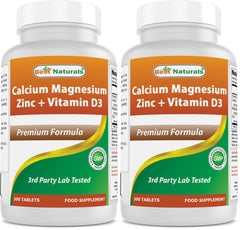 Best Naturals Calcium Magnesium Zinc with Vitamin D3 bottle and label
