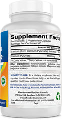 Best Naturals calcium pyruvate 750mg bottle on kitchen counter for convenient daily routine