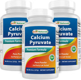 Front of Best Naturals Calcium Pyruvate Powder bottle 8 oz pack of 3