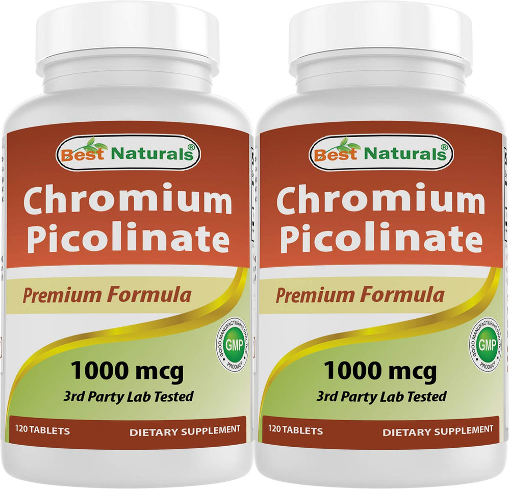 Front view of Best Naturals Chromium Picolinate 1000 mcg Pack of 2