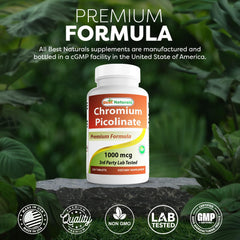 Nutrition facts panel for Best Naturals Chromium Picolinate
