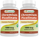 Front label of Best Naturals Chromium Picolinate 1000mcg bottle