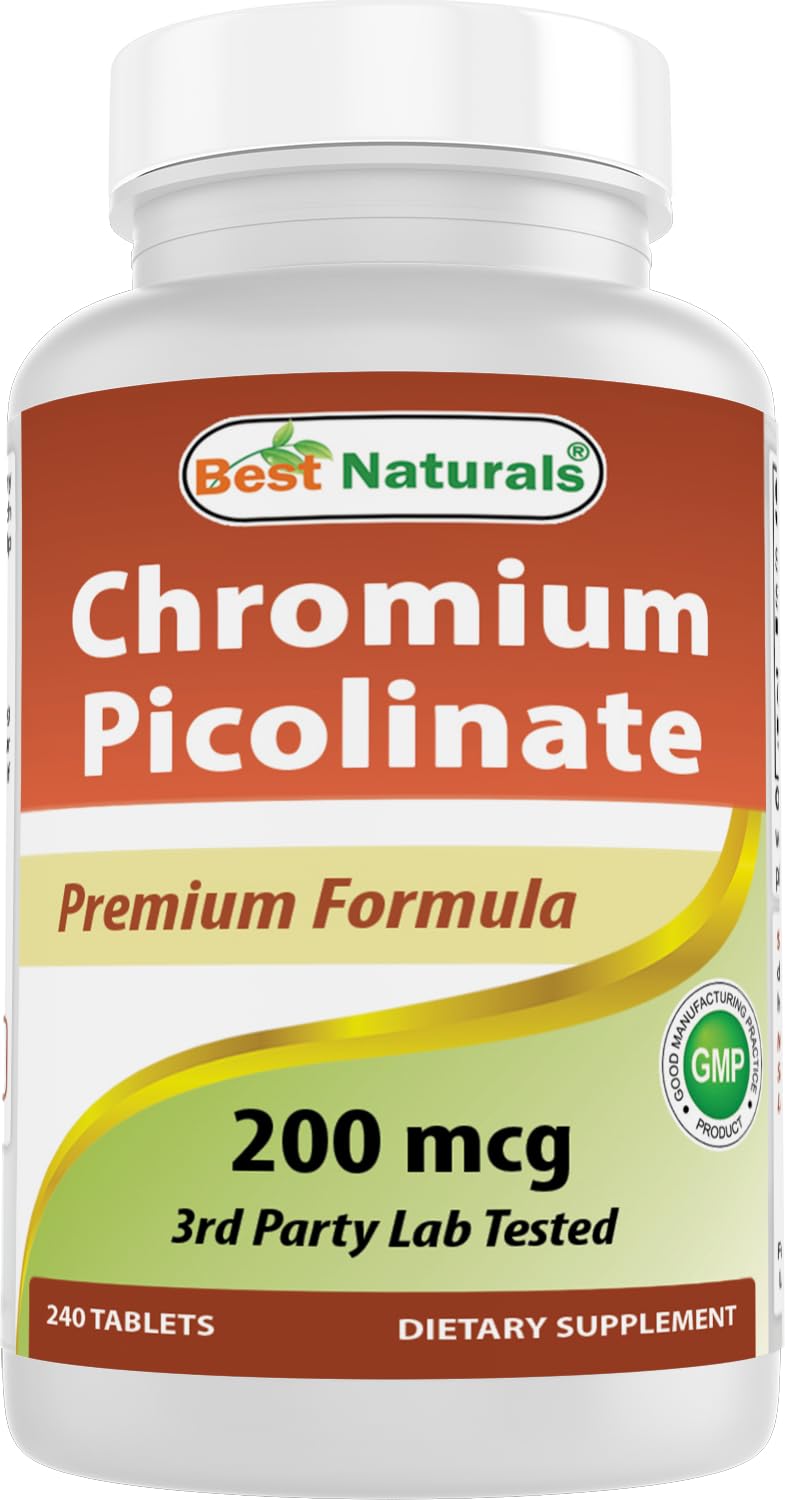Front view of Best Naturals Chromium Picolinate Tablet bottle