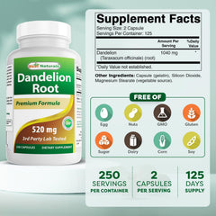 Close-up of label showing 520 mg per capsule