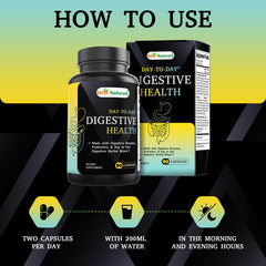 Bottle showing 90 vegetarian capsules for daily digestive support