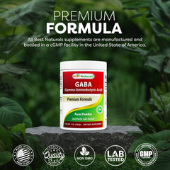 Non-GMO and gluten-free label on GABA powder packaging