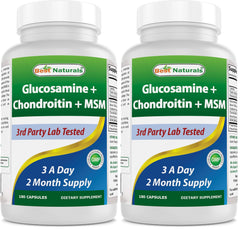 Bottle of Best Naturals Glucosamine Chondroitin MSM 180-count Pack of 2