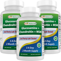 Bottle label showing Best Naturals Glucosamine Chondroitin MSM Joint Supplement