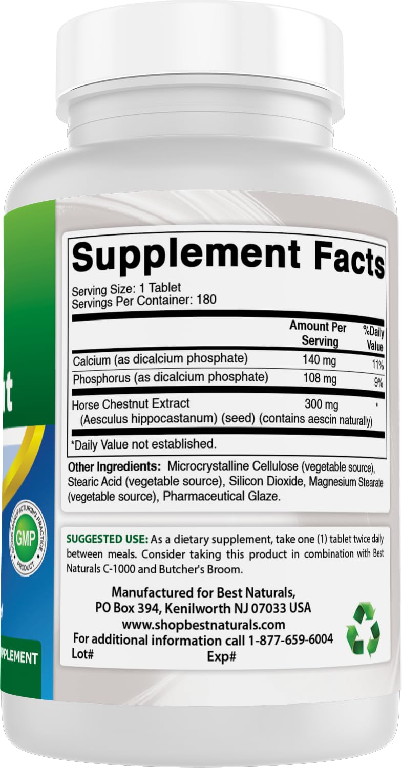 Non-GMO and Gluten-Free label for Best Naturals Horse Chestnut extract