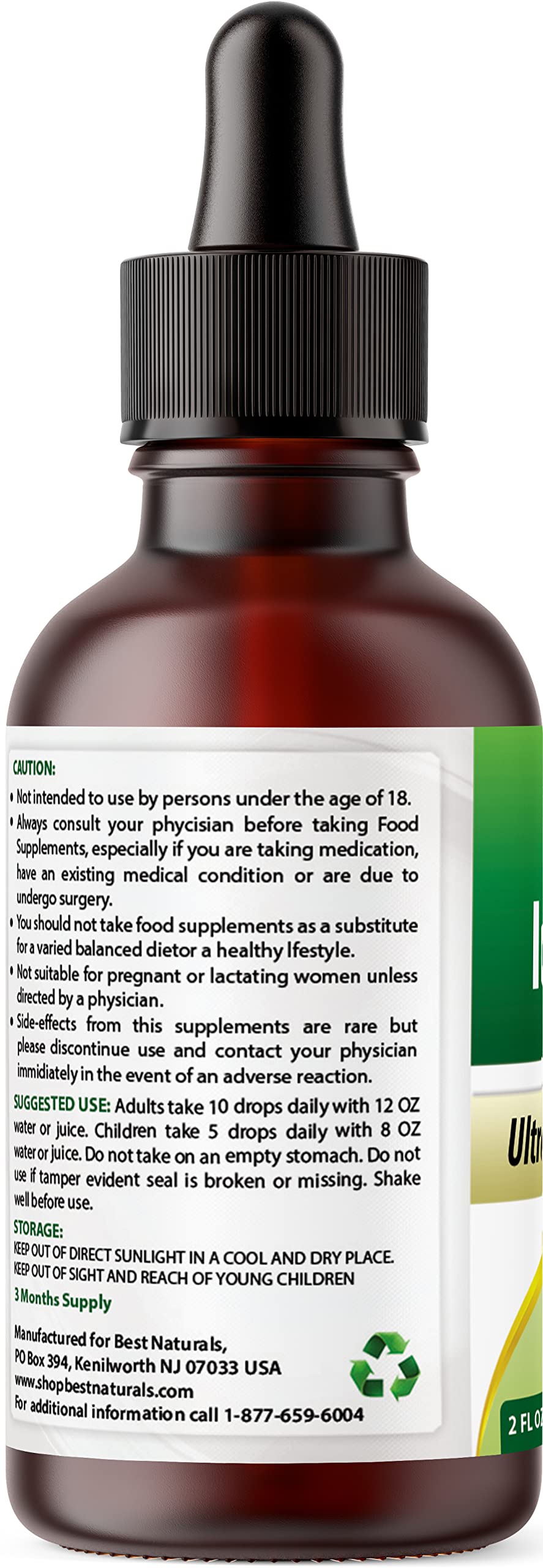 Dropper dispensing 10 drops of zinc liquid for a serving