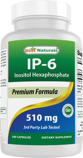 Front view of Best Naturals IP-6 510 mg 180 capsules bottle