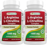Front view of Best Naturals L-Arginine L-Citrulline Complex bottle with 250 tablets