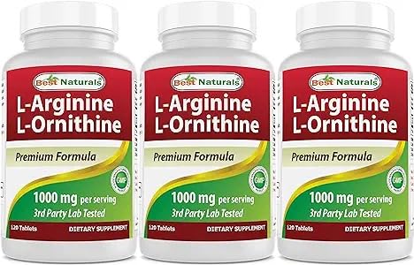 Front view of the Best Naturals L-Arginine L-Ornithine bottle