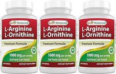 Front view of the Best Naturals L-Arginine L-Ornithine bottle