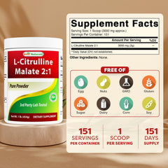 Best Naturals L-Citrulline Malate label highlights gluten-free and non-GMO info