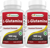 Front view of Best Naturals L-Glutamine 500mg bottle