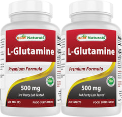 Front view of Best Naturals L-Glutamine 500mg bottle