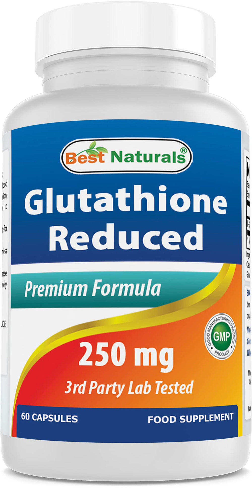 Bottle of Best Naturals L-Glutathione 250 mg 60 capsules