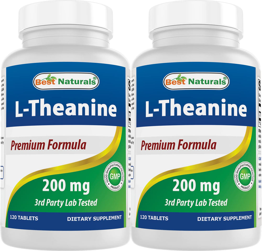 Front view of Best Naturals L-Theanine 200mg bottle