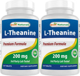 Front view of Best Naturals L-Theanine 200mg bottle