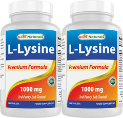 Hero image for Best Naturals L-Lysine 1000mg two bottles (360 tablets)
