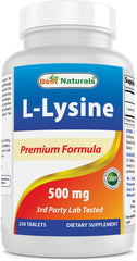 Ingredients panel for Best Naturals L-Lysine 500 mg