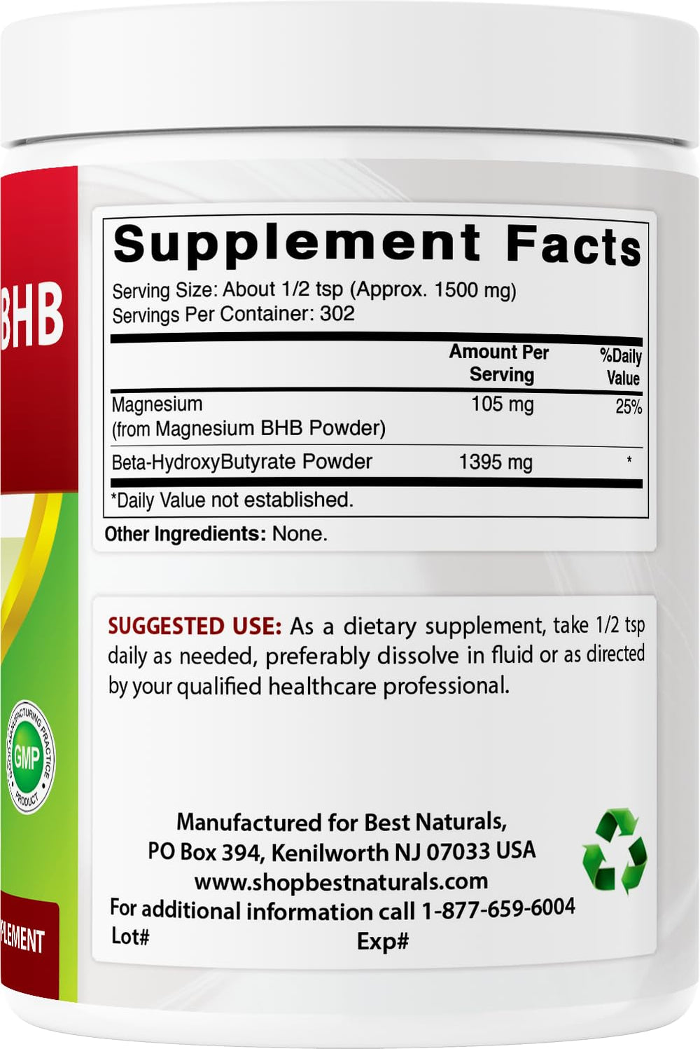 Product label highlighting GMP and FDA-registered facility