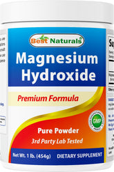 Front view of Best Naturals Magnesium Hydroxide Powder 1 lb container