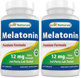 Best Naturals Melatonin 12 mg bottle - front view