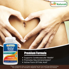 Non-GMO and gluten-free methyl folate supplement label