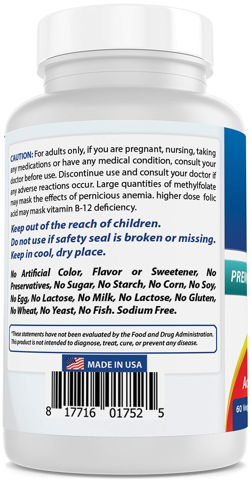 3rd party lab testing seal on methyl folate product