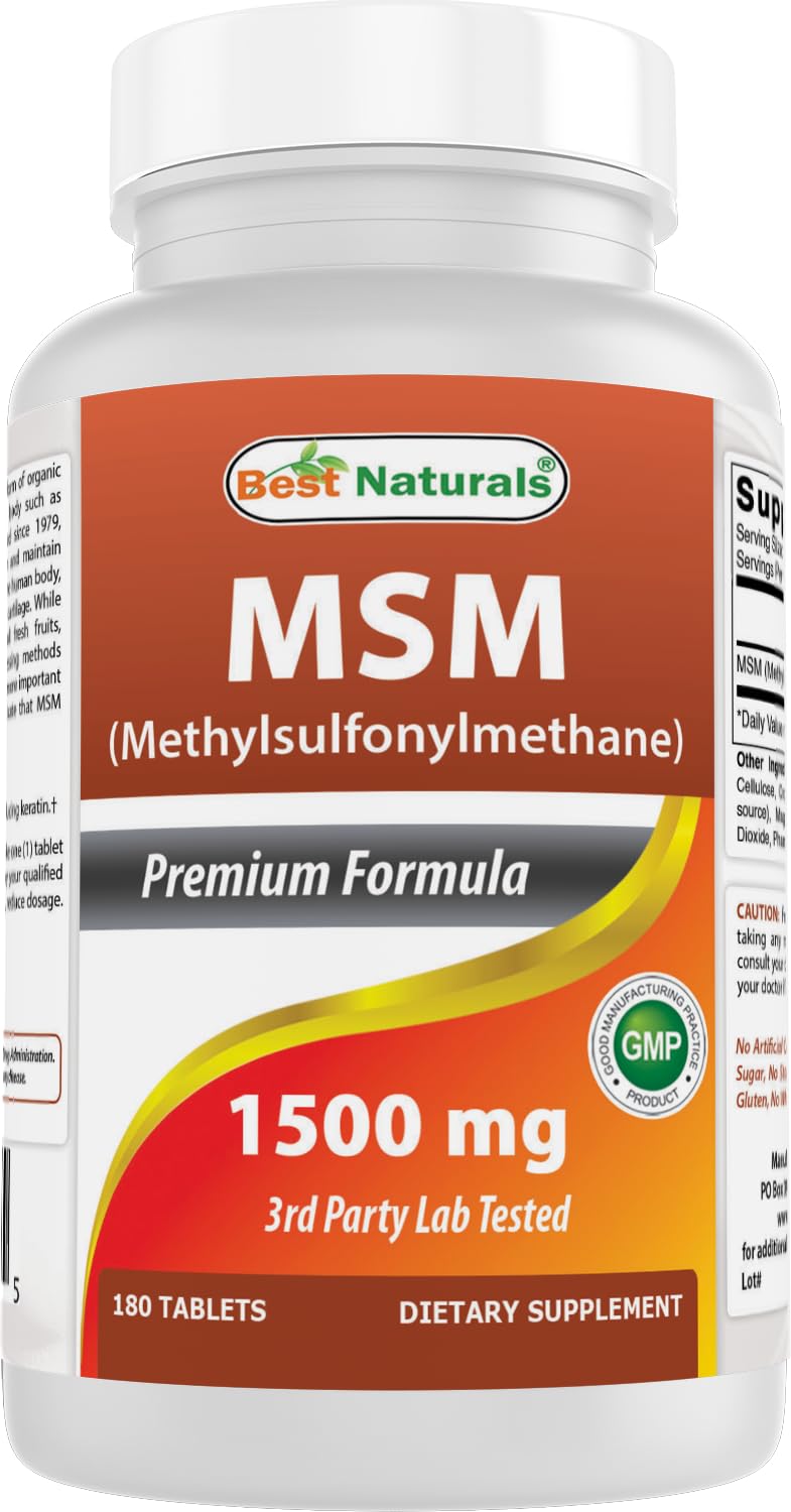 Best Naturals MSM 1500 mg bottle – front view