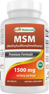 Best Naturals MSM 1500 mg bottle – front view