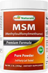Front view of Best Naturals MSM Powder 1 lb bottle