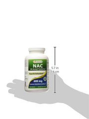 Glutathione synthesis concept with NAC bottle
