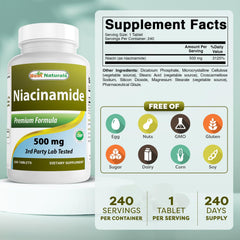 Niacinamide 500mg bottle with label clearly visible