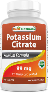Front view of Best Naturals Potassium Citrate bottle 99 mg 500 tablets