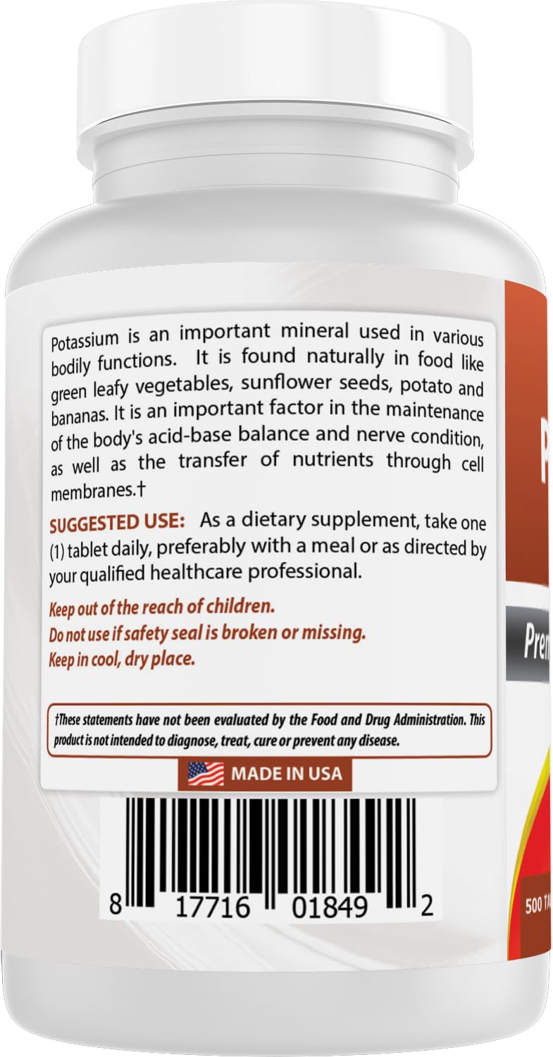Nutrition facts panel for Best Naturals Potassium Citrate
