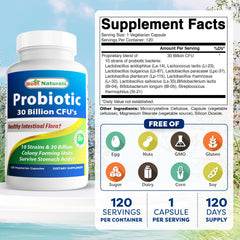 Close-up of 120 vegetarian probiotic capsules