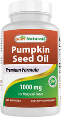 Best Naturals pumpkin seed oil bottle with 180 softgels