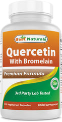 Front view of Best Naturals Quercetin with Bromelain Veggie Capsules bottle