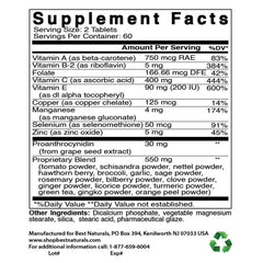 Best Naturals Super Antioxidant 120 Tablets bottle back view