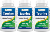Best Naturals Taurine 1000 mg bottle with 250 tablets in pack of 3